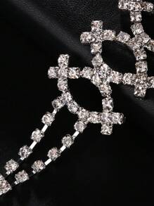 1pc Silver Customized Hollow Rhinestone Embellished Multi-Layer Necklace For Women - Silver - View 5