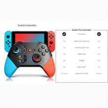 Controlador inalámbrico TOPWOLF Pro Gamepad con doble vibración, compatible con Switch/Lite/Oled/PC/Android/iOS/Steam, función de despertar, función de ráfaga de tres velocidades ajustables, giroscopio de seis ejes - Azul + rojo (cuerpo principal negro) - Ver 9