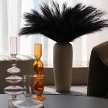 6 stuks luxe 38in/97cm Ft zwart pampasgras - grote, donzige kunstmatige veren, gotische decoratie voor slaapkamer, badkamer en bruiloften, boho-chique stijl, plastic, gotische slaapkamerdecoratie