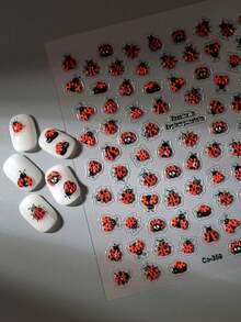 Süße Marienkäfer Nail Art Aufkleber, 5D Prägung Insekten Nagel Dekorationen