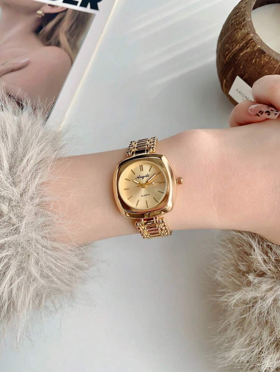 1PC New Fashion Women's Vintage Watch, Hollow Gold Bracelet Female Niche, Suitable As Birthday, For Teens
