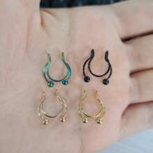 2Pcs Fake Nose Ring,Faux Piercing Jewelry Fake Nose Ring Hoop For Faux Septum Nose Ring Women Men - Nose Clip - View 6