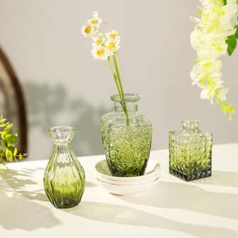 hanyial 玻璃花瓶花蕾散装 3 件套，复古花瓶小花蕾花瓶，适用于插花、家居装饰、婚礼中心装饰、桌面装饰、装饰中心装饰、餐厅（3 件套）