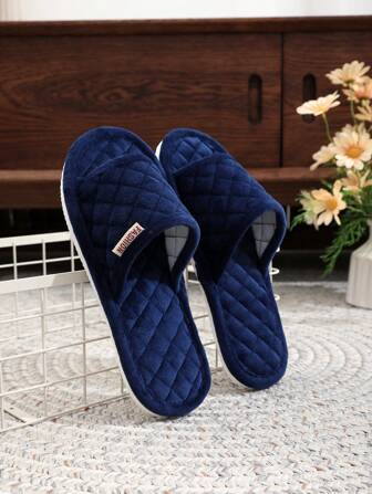 Men's Spring/Summer Open-Toe Slippers, Black Velvet Minimalist Fashion Home Slippers, Comfortable Ultra-Light Indoor Slippers, Couples Slippers, Suitable For All Seasons