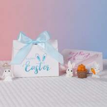 10 pièces Sacs en papier de bonbons de Pâques, boîtes d'emballage d'œuf de Pâques, boîtes d'emballage de bonbons, boîtes d'emballage de cadeaux portables, boîtes de rangement de cadeaux de fête