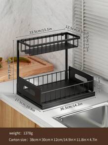 1pc 2-Tier Pull-Out Under Sink Organizer - Metal Storage Rack For Kitchen & Bathroom Cabinets Under Sink Organizers And Storage Bathroom Storage Cabinet