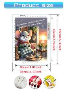 1 Set - Mouse Theme Cross-Stitch Painting Kit, DIY Thread Art Needlework Supplies, Mixed Color High-Quality Threads, 11CT Cross-Stitch Decorative Painting Design, Handmade Stress-Relief Gift, Complete Home Decor Embroidery Craft, Suitable For Entryway, Study, Bedroom Decoration, Frameless