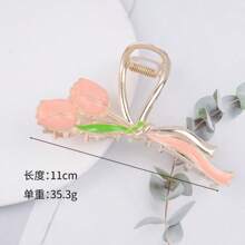 1 件女式多色锌合金丝带郁金香发夹配饰，时尚假发，适合作为礼物、发饰、爪夹、发夹、发夹秋冬花朵发夹，适合度假装扮女士 - 彩色 - 查看 4