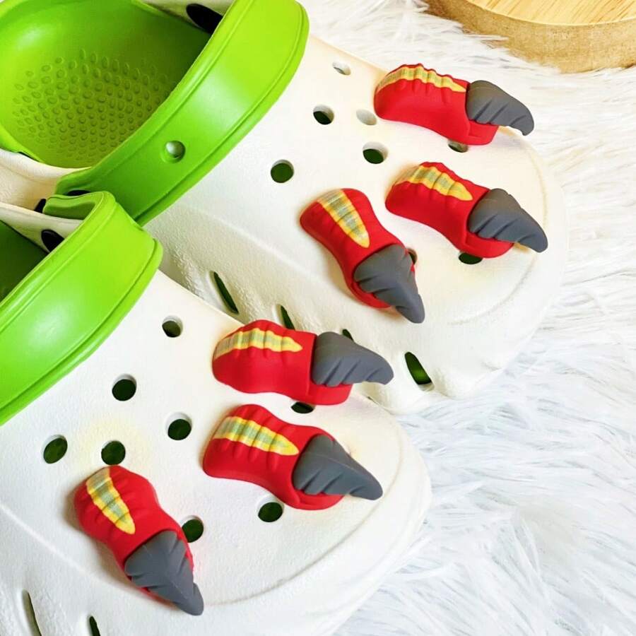 3 件/6 件户外沙滩鞋饰品恐龙爪子装饰品 - 紅色 - 查看 1