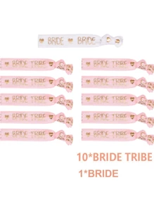11pcs Bachelorette Party & Wedding Bride Tribe Elastic Bracelet Set - Multicolor - View 12