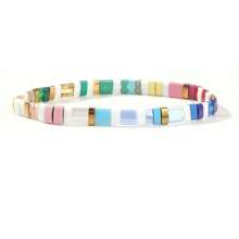 1 pieza Pulsera de mujer con cuentas de vidrio TILA de estilo bohemio y colorida, regalo perfecto para hombres y mujeres