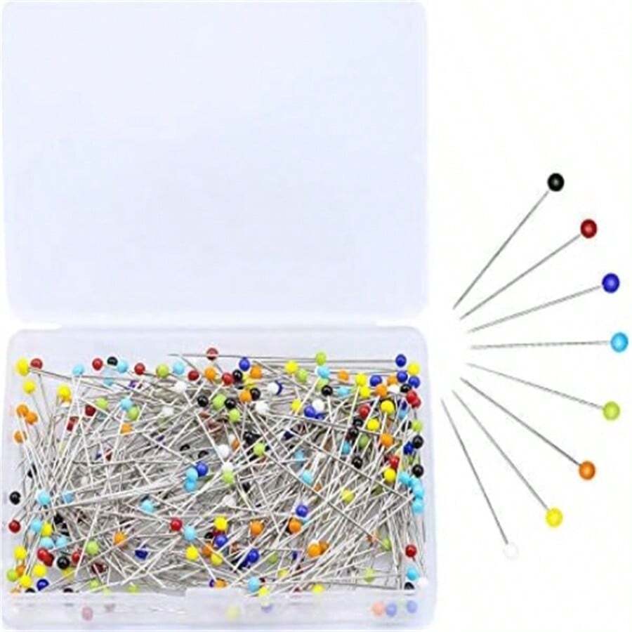 250 chiếc ghim khâu tròn, nhiều màu, thích hợp cho quần áo, chắp vá, may vá và thủ công, đầu thủy tinh 38mm/3mm - Nhiều màu hỗn hợp - Xem 1