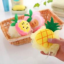 1pc Fruit Cartoon Lovely Modeling Bath Ball, Advanced Anti-Scattering Bath Rub Back Cleaning Foam Soft Light Skin Bath Ball Bath Flower Ball