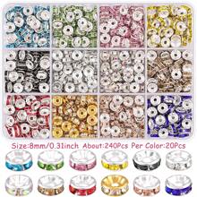 1 BOX Spacer Beads For Crafting, Colorful Rondelle Spacer Beads Box, Fancy Sparkle Crystal Rhinestone Spacer Loose Beads For Necklace Bracelet Earring Jewelry Making And Pens DIY Dec