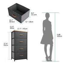 Cómoda con 4 cajones,Cajones para el dormitorio,Cómoda de tela con tapa de madera,Unidad de almacenamiento de cajones para el dormitorio, sala de estar, habitación de los niños