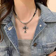 1pc Minimalistische Kruisketting, Straatmode Sieraden, Unisex Choker Ketting, Veelzijdige Sleutelbeenketting