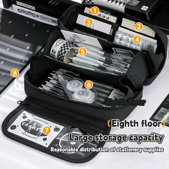 1 st pennväska Ge en panda brosch DIY vulkan ny platt hopfällbar bärbar extra stor kapacitet synligt framfönster mycket attraktiv brevpapperslåda pennlåda tillbaka till skolan brevpapper, tillbaka till skolan, skolmaterial, pennfodral, pennficka, skolväska