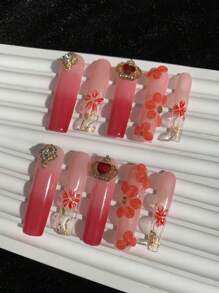 十双纯手工钉珠高跟法式雕花可送给朋友或女友反复佩戴 - 彩色 - 查看 2