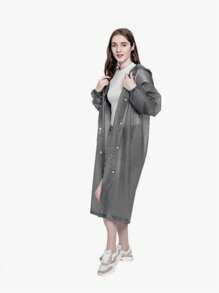 一件白色EVA材质雨衣，带帽和抽绳，一次性，全身防护，男女通用，户外徒步雨衣，透明便携雨披，适用于学校、办公室、家庭、旅行保暖、闺蜜节、宠物、嘉年华、派对装饰