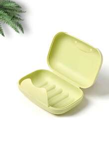 1pc Portable Travel Soap Box, Travel Sealed Waterproof Soap Holder With Cover And Lock, Solid Color Plastic Soap Dish, Soap Storage Case, Bathroom Supplies Teenager Gift - Multicolor - View 6