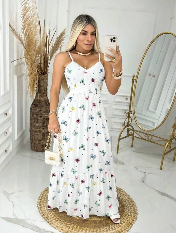 VESTIDO LONGO ESTAMPA BORBOLETA