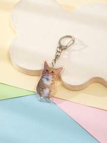 1 pieza Nuevo llavero de acrilico con diseño de gato famoso en internet, gato enojado con fuego en la cabeza/Gato hermano fresco/Gato bebé Baba/Gatito Oiiaioiiiai/Gato parlanchín/Gato tímido/Gato bailando/Gato feliz, accesorio de llavero con tema de animales lindos, decoración para mochila, encanto para bolso, accesorio para mochila escolar, colgante para bolso, regalo para amigos, accesorio para coche