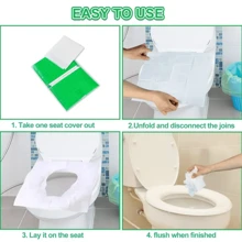 20/50/100pcs Disposable Flushable Toilet Seat Covers - Provide Protection For Travel, Schools And Public Restrooms, Portable For Travel, Airplane, Camping, Hotel, Public Toilet, Bathroom, Waterproof Toilet Pad Accessories, Bathroom Supplies, Camping And Hiking Accessories - Green - View 5
