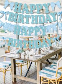 Décorations de fête d'anniversaire avec nœud bleu, bannière d'anniversaire avec nœud, ensemble de décorations suspendues pour fête avec nœud, décorations d'anniversaire avec nœud pour femmes, décorations de fête avec nœud, fournitures de fête pour enterrement de vie de jeune fille - Bleu azur - Voir 4