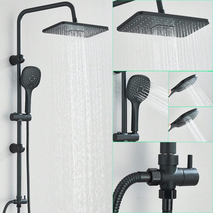 Black Shower Set Shower System Shower Mixer Rain Shower Hand Shower - Black - View 1