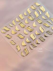 1pc Gold Ribbon Nail Charm Sticker DIY Art Baroque Style 5D Nail Art Decoration Decal - Multicolor - View 4