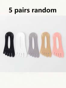 5 双女式 5 趾袜，薄款透气网眼踝袜，夏季一脚蹬隐形袜，柔软舒适运动袜，纯色四季皆宜 - 彩色 - 查看 9