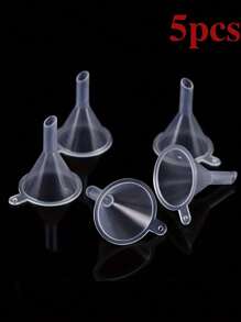 5pcs Plastic Mini Funnel Set, For Filling Perfume, Essential Oil, Empty Bottles, Scientific Lab Chemicals, Arts & Crafts, Small Transparent Plastic Funnels