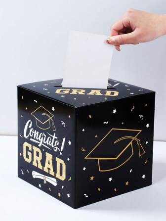 1 件，毕业纸卡盒，黑色毕业愿景投票箱，毕业决策收集箱，毕业派对装饰用品，毕业派对游戏道具，舞会国王和王后选举投票箱，毕业纪念礼物