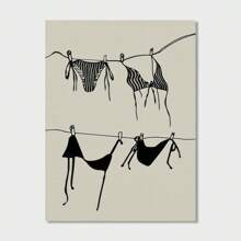 1pc Bikini Line Drawing Canvas Print, Modern Abstract Swimsuit Wall Art, Frameless Beach Style Decoration For College Apartment, Bedroom, Holiday Gift