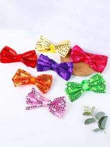 男士纯色优雅亮片领结，预系双层纯色缎面正式燕尾服领结，可调节，适合伴郎、婚礼、派对、正式场合、节日礼物 - 彩色 - 查看 9