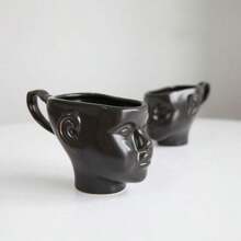 1 Pieza Taza de cerámica con forma de cara, taza de café de cerámica exquisita con asa mate, también se puede usar para plantar macetas, decoración, perfecta para el hogar, la oficina, regalos de cumpleaños/conmemoración