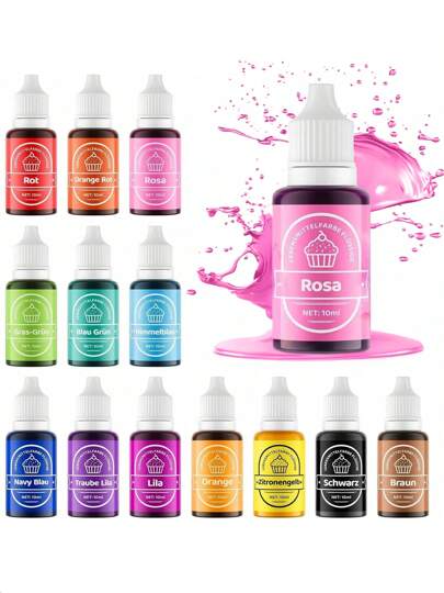 6/7/8/10/12 Color Baking Pigments, Concentrated Liquid Pigments, Soap Dyes, Diy Decoration Colorants, High-Quality Bright Colors For Baking Decoration, - Some Accessories Are Random