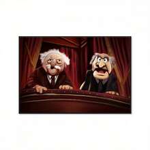 Modern Art Deco Retro Style Statler And Waldorf Canvas Art Print  Poster For Living Room, Bedroom, Home Office - Indoor Wall Hanging Decor, Cartoon-Themed Ink Wall Art - 白色 - 查看 6