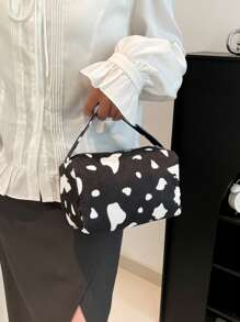 1 pieza Bolsa de almacenamiento grande con capacidad, de tela de terciopelo, con estampado floral simple y lindo, para niñas, bolso de estudiante, bolsa de cosméticos, estuche de maquillaje