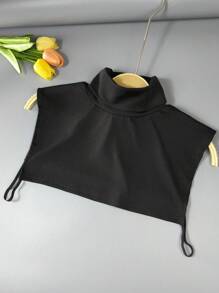 1 pieza Top corto de mujer con cuello alto, recorte de encaje de malla y sin mangas, estilo elegante adecuado para primavera, verano, otoño, invierno