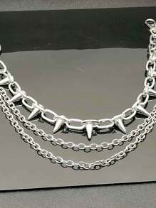 1 件装欧美万圣节热销金属铆钉几何多层腰链男士配饰