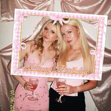 LaVenty 蝴蝶结生日派对用品拍照亭道具相框风骚生日蝴蝶结生日装饰蝴蝶结生日装饰品 - 粉色 - 查看 3