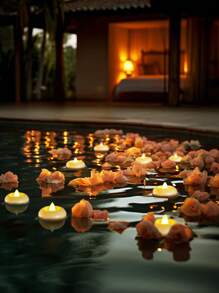 16PCS Flameless LED Floating Candle Battery Power For More Than 200 Hours, 2.8-Inch White Plastic Waterproof Tea Wax, Suitable For Halloween/Christmas Cylinder Vases/Swimming Pool/Bathtub/Hot Tub/Wedding Centerpiece - White - View 6