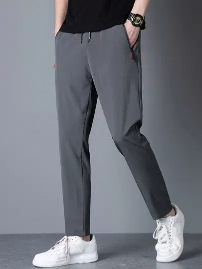 男式轻便透气运动徒步、旅行、钓鱼运动慢跑裤，带拉链口袋