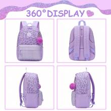 3 件套女孩背包学校背包带午餐盒铅笔盒适合 8-10 岁小学生儿童旅行背包 3 合 1 女孩背包套装热压豹纹背包