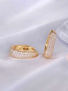 1 Pair Girls Elegant Cubic Zirconia Hoop Earrings For Daily Decoration For Party Jewelry Birthday Gift
