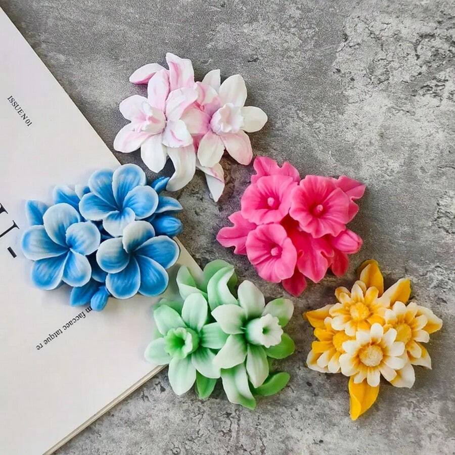 1/2pcs Silicone Flower Mold For Aromatherapy Candles, Soap Clay Crafts Candle Mold Making Kit, Epoxy Resin Casting, Polymer Crafts Gifts Valentine's Day, Birthday Gift, And Home Wedding Decor - White - View 1
