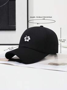 1 pieza Gorra de béisbol ajustable con estampado floral lindo y sencillo para mujer, versátil y de moda casual para uso diario y al aire libre
