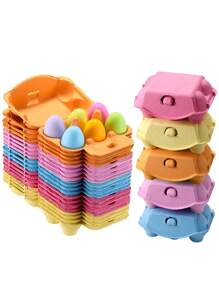 5 Egg Trays Can Be Paired With 6 Eggs. Reusable Egg Storage Box, Colorful Storage Box, Can Hold Up To Six Egg Containers, Cardboard, Egg Storage, Mother's Day Gifts, Father's Day Gifts, Wedding Supplies, Party Supplies. DIY - Multicolor - View 9