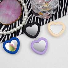 1 pieza Espejo de silicona con forma de corazón y soporte retráctil para teléfono con ventosa, conveniente para retoques de maquillaje, compatible con iPhone, Android, regalo para cumpleaños, familia y amigos, soporte y accesorios para teléfono